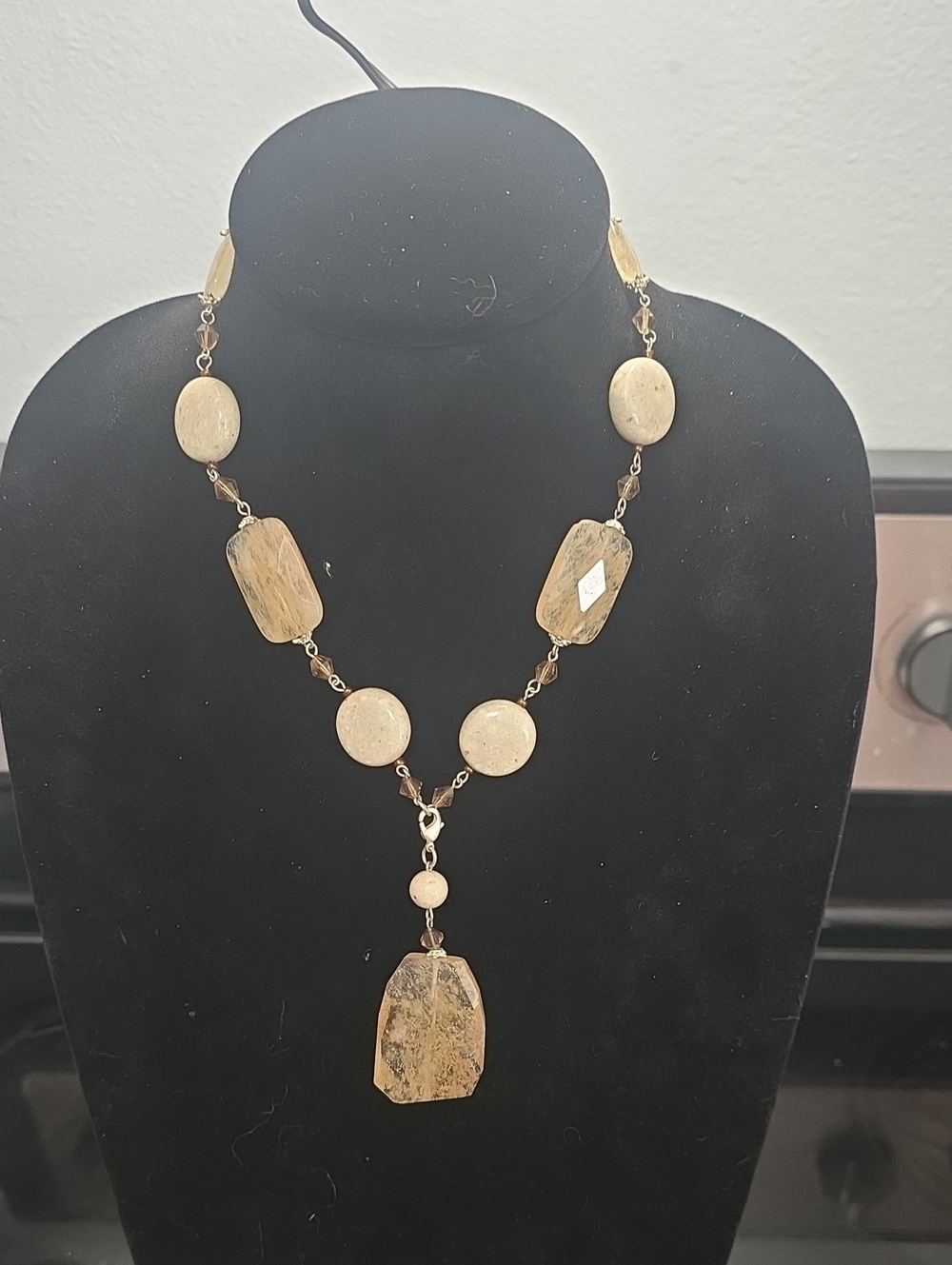 Premier Designs Beige Stone Pendant Necklace - Women Jewelry